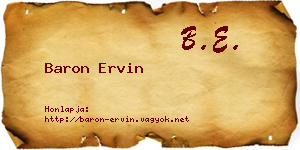 Baron Ervin névjegykártya